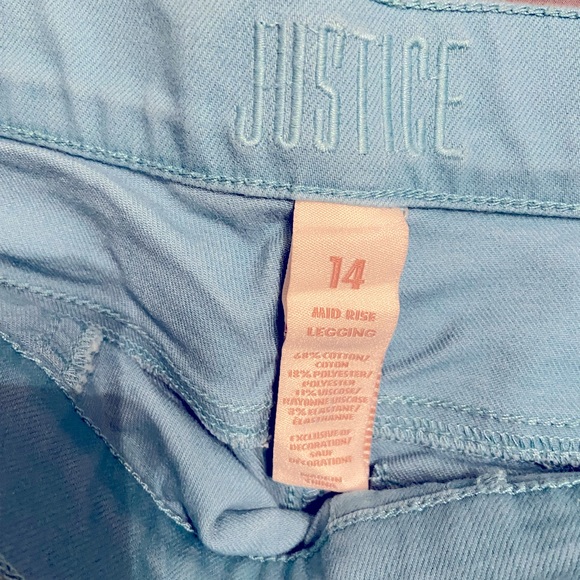 JUSTICE teal denim pants with glitter stripe - Picture 4 of 4